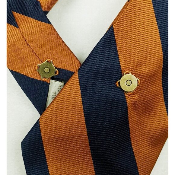 Ogsplosh Ascot Scarf Made From A Repurposed Necktie Navy & Orange Stripes NEW - Picture 2 of 7